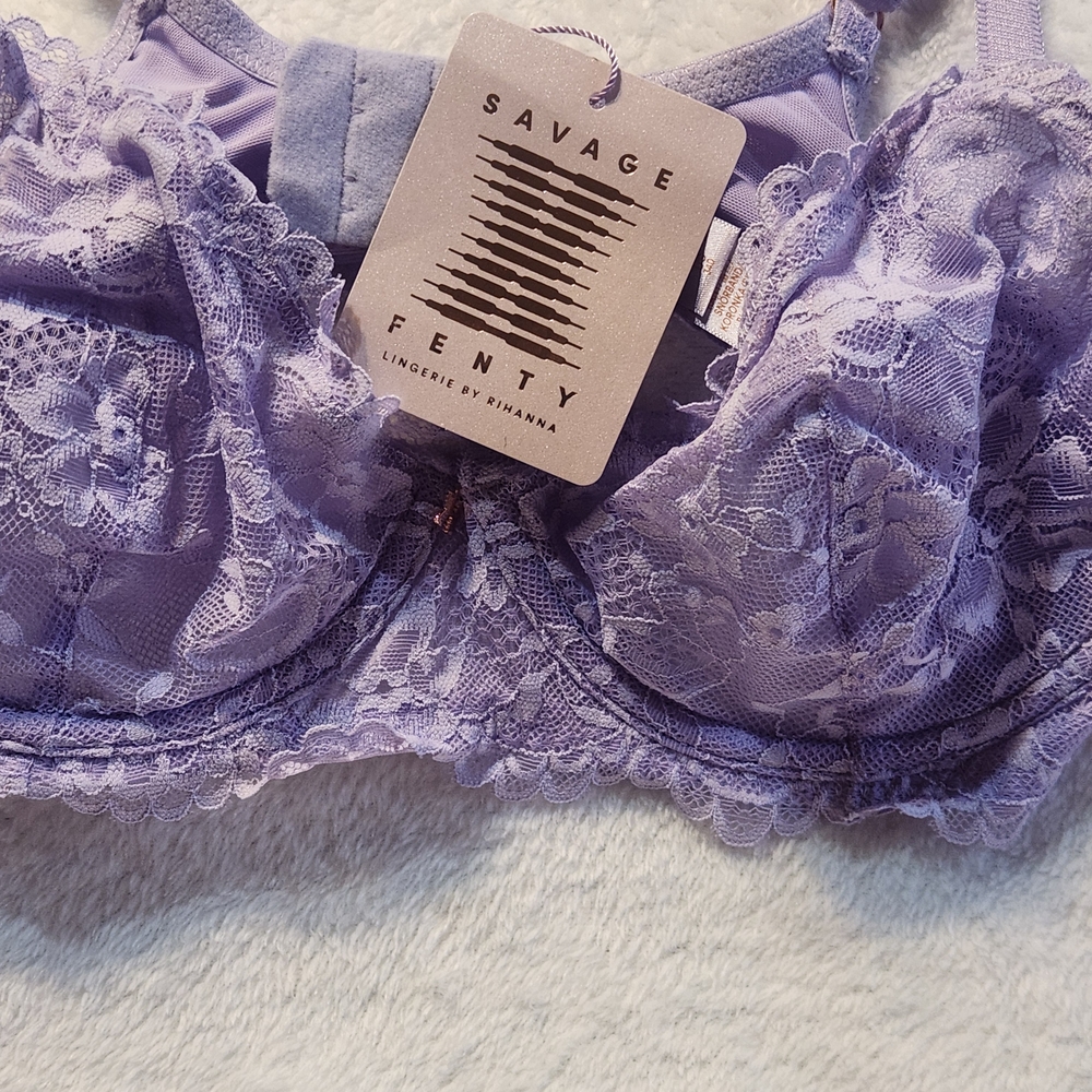 Savage X Fenty Lace Bra in Light Purple - Picture 10 of 14